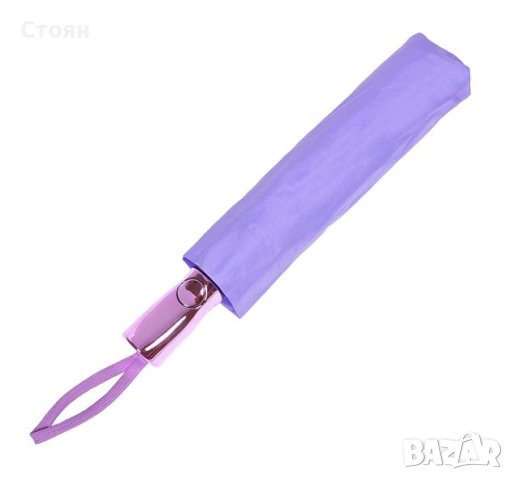 Автоматичен лилав чадър за дъжд с метална дръжка 32 см, снимка 4 - Други - 42877176