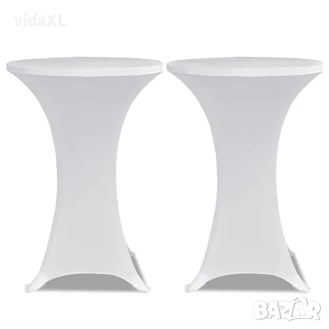 vidaXL Покривки за коктейлни маси, Ø80 см, бели, еластични, 4 бр, снимка 2 - Покривки за маси - 56146522