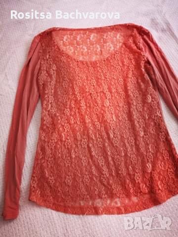 Розова блузка с дантелен гръб, S размер, снимка 6 - Блузи с дълъг ръкав и пуловери - 27865149