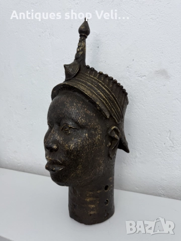 Африканско изкуство-бронзова глава Бенин №7561