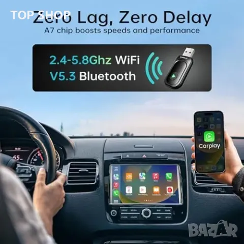 Нов Безжичен CarPlay адаптер - Plug & Play за автомобили 2017+ коли, снимка 3 - Друга електроника - 49892856