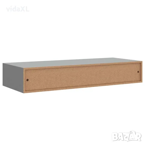 vidaXL Стенен рафт с чекмедже, сив, 60x23,5x10 см, МДФ, снимка 8 - Етажерки - 56146911