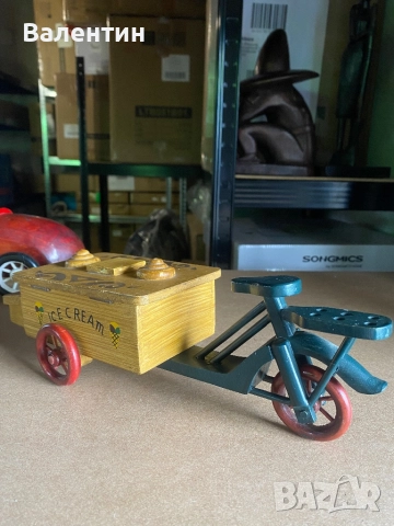 Винтидж триколка за сладолед изработена от дърво, снимка 3 - Декорация за дома - 51952060