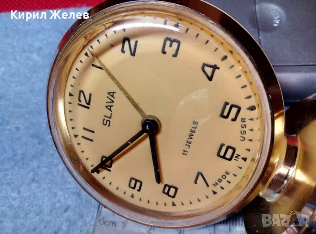 SLAVA 11 JEWELS MADE in USSR Стар КОЛЕКЦИОНЕРСКИ РУСКИ МЕХАНИЧЕН БУДИЛНИК СЛАВА 47764, снимка 7 - Антикварни и старинни предмети - 47656645