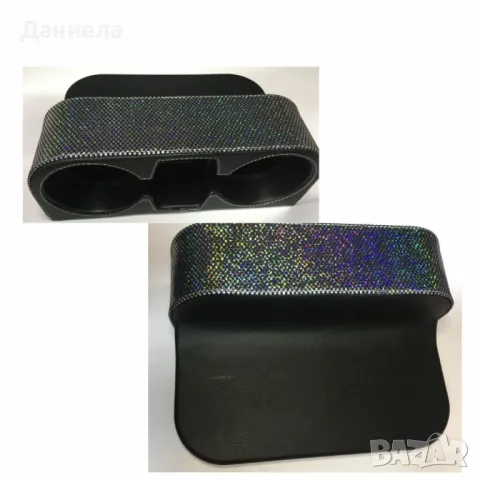 Кожен органайзер с камъни – поставка за чаши и телефон за кола