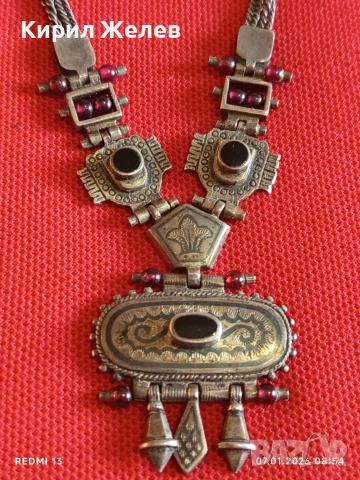 Колекционерско сребърно колие с ГРАНАТ,ОНИКС Японски стил ювелирна изработка 50804, снимка 2 - Колиета, медальони, синджири - 53015381