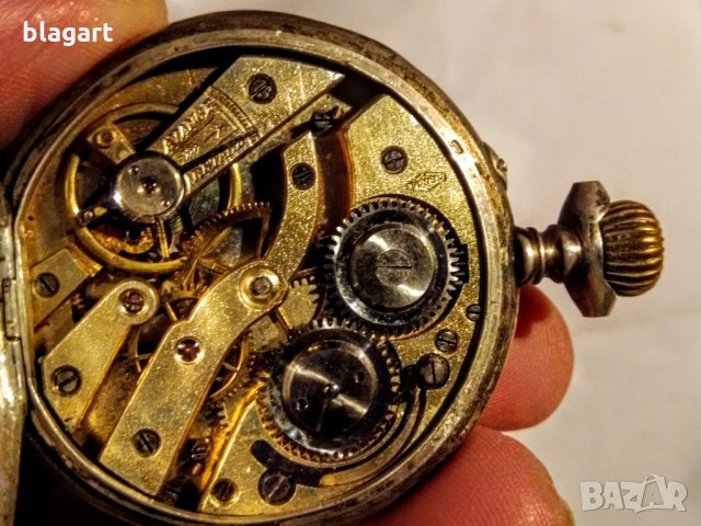 Сребърен джобен часовник, снимка 5 - Джобни - 30965343
