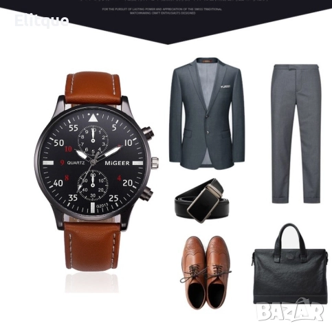 Спортно-елегантен мъжки часовник с к. каишка и кварцов механизъм  , снимка 5 - Мъжки - 52819458