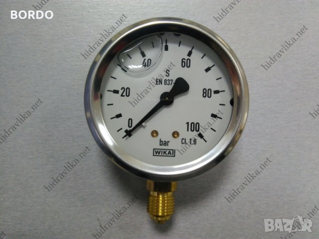 Манометър с глицерин WIKA - Ф63/0-100 bar (радиален)