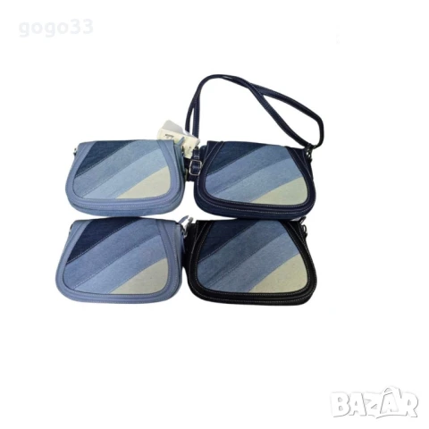 Дамска чанта от деним, с диагонален пачуърк дизайн, снимка 3 - Чанти - 50463766