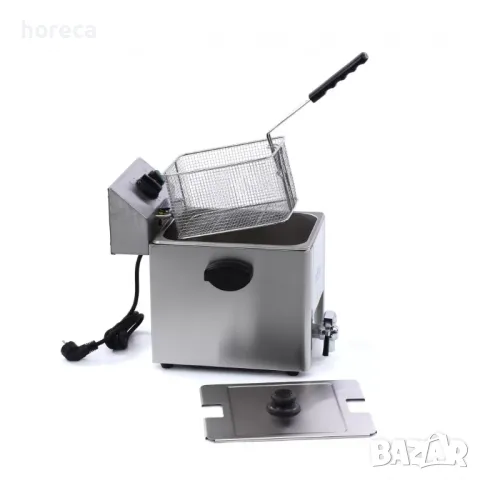 Електрически фритюрник 8 л - кран, студена зона и регулируем термостат, снимка 4 - Обзавеждане на кухня - 49490037