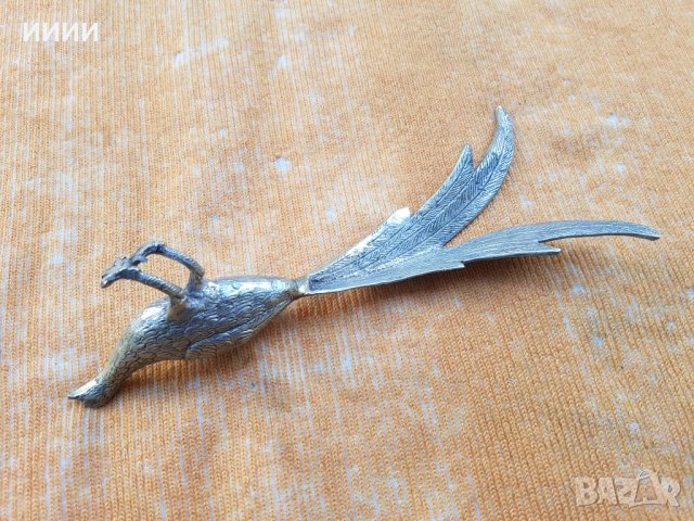 Посребрена пластика статуетка паун, снимка 4 - Антикварни и старинни предмети - 53945412