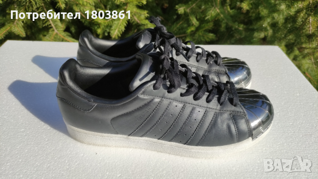Adidas Superstar черни маратонки естествена кожа метален връх н.41 и 1/3