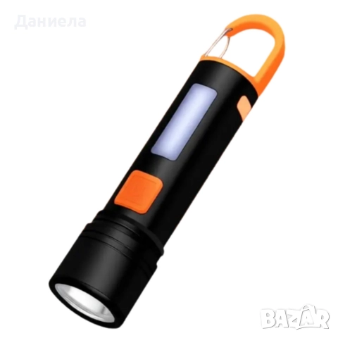 Презареждащ се LED фенер с висока яркост – USB Type-C, мащабируем лъч, компактен дизайн с карабинер, снимка 4 - Други стоки за дома - 52811472