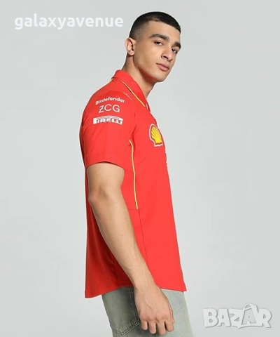 PUMA x Scuderia Ferrari F1 мъжка поло тениска с къс ръкав с лога на отбора и спонсорите, памук, снимка 2 - Тениски - 53981232
