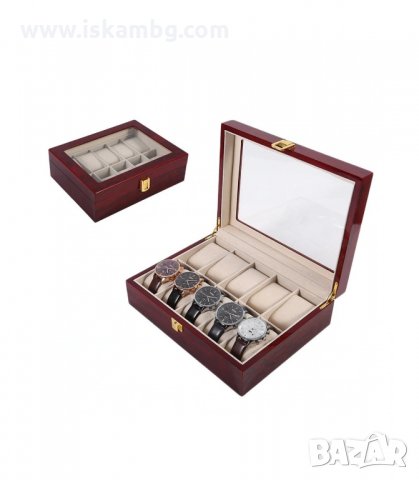 ЛУКСОЗНА ДЪРВЕНА КУТИЯ ЗА ЧАСОВНИЦИ ЗА 10 БР. - код 2171, снимка 3 - Други - 33948040