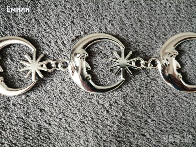 Колан верижка с луна в сребрист цвят, снимка 8 - Колани - 38077449