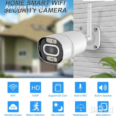 Външна 3MPX WI-FI камера с метален корпус нощно виждане до 40м, вграден микрофон и говорител , снимка 9 - Други - 51471421