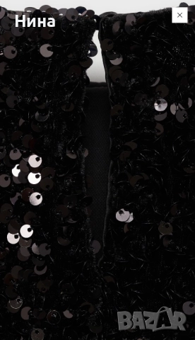 Черна рокля с пайети Манго, снимка 5 - Рокли - 52578133