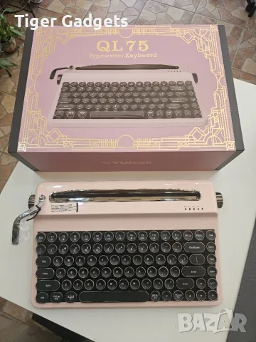 YUNZII QL75 Retro Typewriter – механична клавиатура QMK/VIA, RGB, 3 режима, снимка 2 - Клавиатури и мишки - 56017417