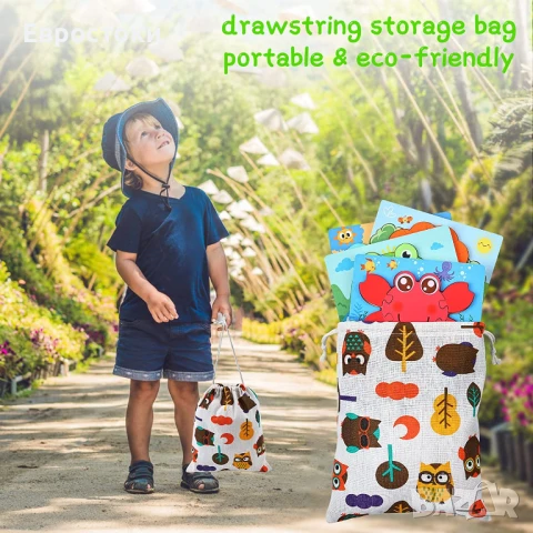 Образователна играчка BBLIKE, Монтесори, комплект от 4 дървени пъзела с животни и букви, с чантичка , снимка 2 - Образователни игри - 50602018