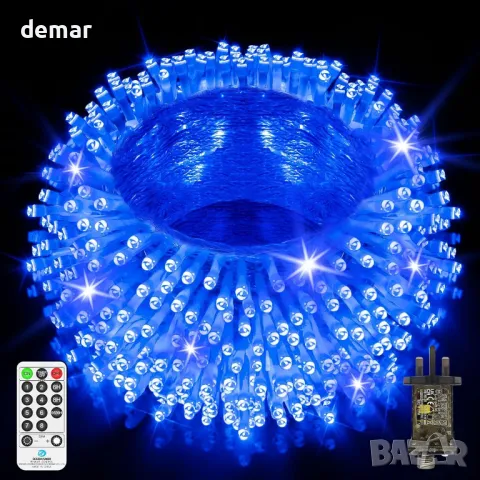 JXLEDAYY 60 м 500 LED външни приказни светлини, водоустойчиви коледни лампички с дистанционно