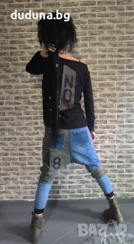 Страхотен дамски сет дънкови потури и блуза с деним в  нашия див стил!, снимка 2 - Комплекти - 52869116