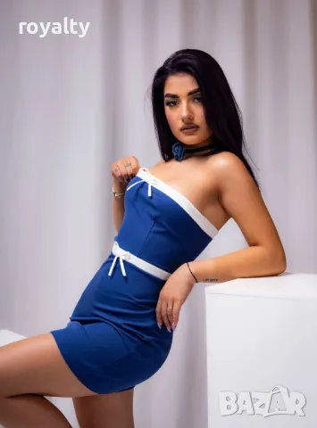 Синя стилна дамска рокля , снимка 2 - Рокли - 50375040