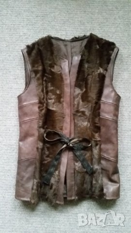 Бутиков елек от естествена кожа и естествен косъм. Ново, снимка 5 - Елеци - 34455487