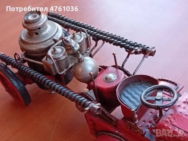 Стара ръчно изработена метална количка пожарна, снимка 7 - Колекции - 55962070