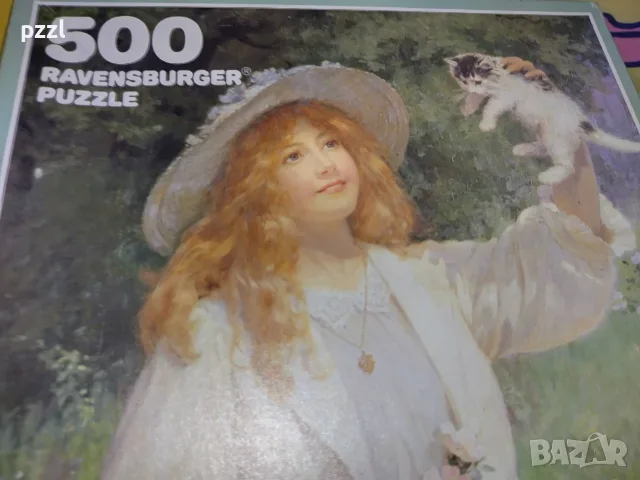 Пъзел "Момиче с котенца ” Ravensburger 1986г. 500 части, снимка 3 - Пъзели - 56077473