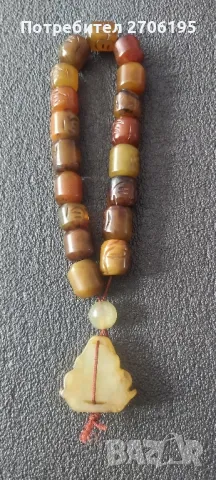 Антични нефритени резбовани нефритени молитвени мъниста Буда Тибет , снимка 6 - Антикварни и старинни предмети - 50347704