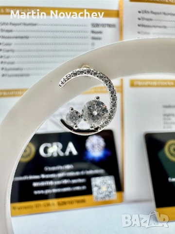 Сребърни обеци с мойсанит (Диамант) 0.8 карата, снимка 4 - Обеци - 52844709