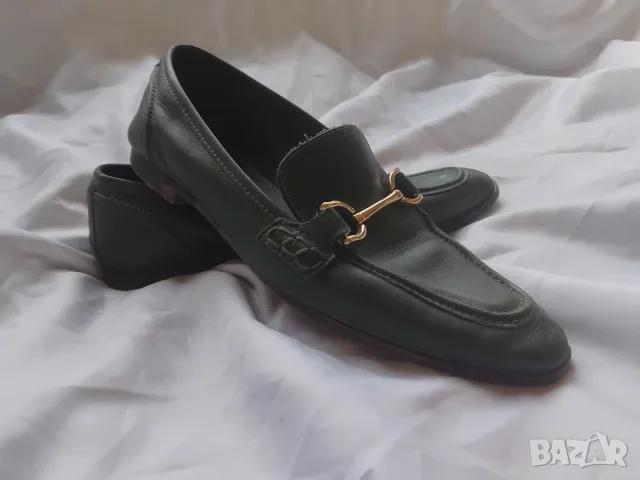 Zara дамски обувки в маслено зелен цвят - естествена кожа,  номер 39, снимка 3 - Дамски ежедневни обувки - 55754796