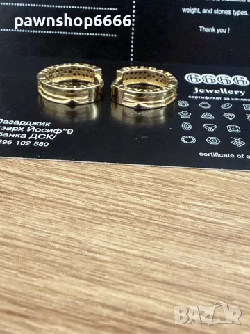 Златни обеци 14 карата/ 3,62 грама / тип BVLGARI, снимка 5 - Обеци - 55825014