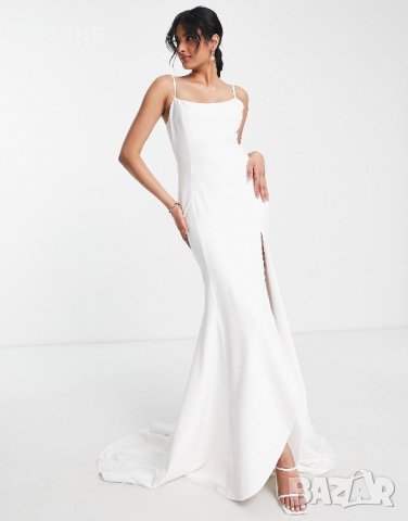 Сватбена / булчинска бяла дълга рокля, тип русалка, снимка 2 - Рокли - 42657096