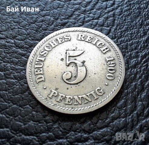 Стара монета 5 пфенига 1900 г. буква F - Германия- рядка ,124 годишна ! , снимка 13 - Нумизматика и бонистика - 39724270