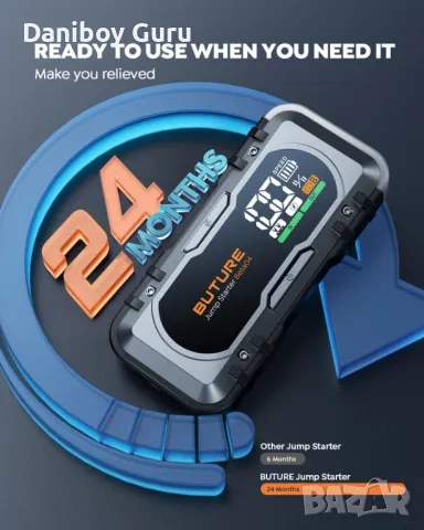 Дигитален Buture  Jump Starter джъмп стартер 6000A бустер, стартер, снимка 5 - Аксесоари и консумативи - 48492061