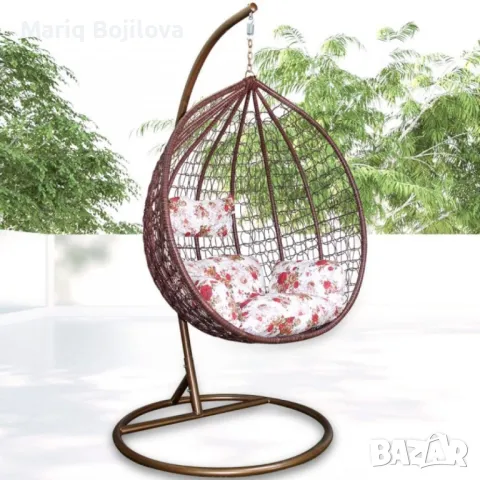 Градинска люлка от PVC ратан с метална конструкция, снимка 9 - Градински мебели, декорация  - 50210999