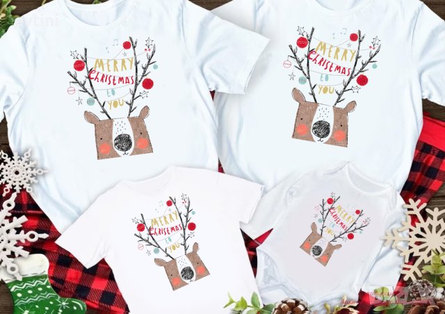 Коледен комплект тениски за цялото семейство, снимка 4 - Тениски - 30825434