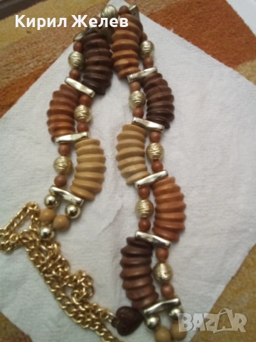 Огърлица с дървени и метални мъниста 52835, снимка 2 - Колекции - 52867703