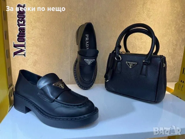 Prada Дамски Черни Обувки Тип Мокасини С Дебел Ток И Платформа Код SEM-684