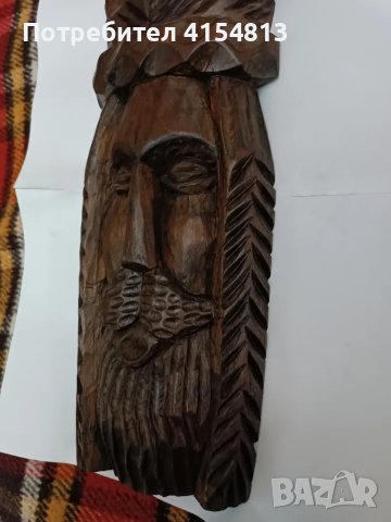 Продавам старинна маска от масивно дърво (релефна), снимка 2 - Антикварни и старинни предмети - 49063927
