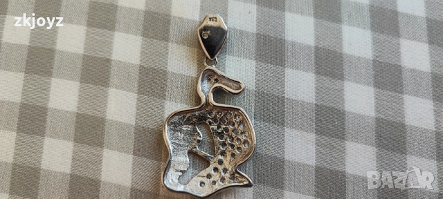 СРЕБЪРЕНА ВИСУЛКА С ЦИРКОНИ РОДИРАНА 8.00 ГРАМА / ПРОБА 925, снимка 2 - Колиета, медальони, синджири - 48651534