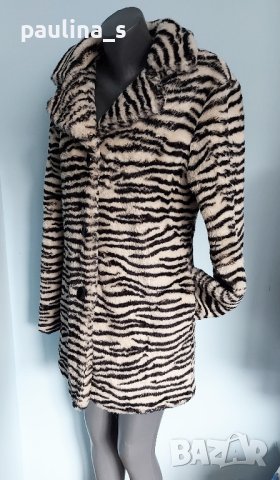 Луксозен дизайнерски кожух в зебра принт / голям размер , снимка 1 - Палта, манта - 44323367