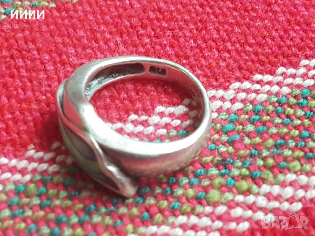 Сребърен пръстен седеф, снимка 2 - Пръстени - 53368581