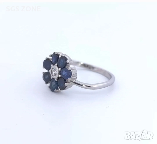 СРЕБЪРЕН ПРЪСТЕН СЪС САПФИРИ ОТ ТАЙЛАНД, снимка 5 - Пръстени - 52318287