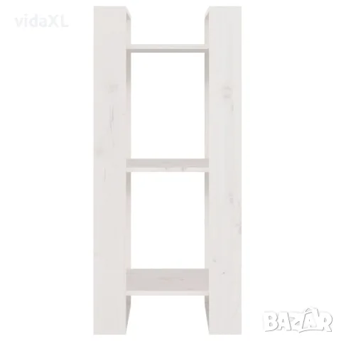 vidaXL Библиотека/разделител за стая, бяла, 41x35x91 см, бор масив, снимка 3 - Шкафове - 56147953