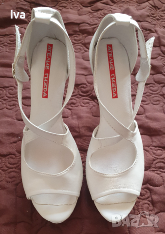 Бели летни официални обувки на ток, 42 размер!, снимка 6 - Дамски обувки на ток - 44792849