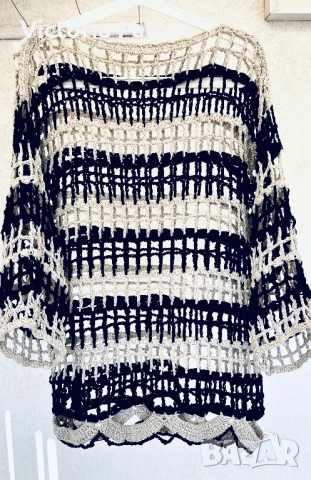 Ефектна бутикова блуза  CROCHET , снимка 3 - Блузи с дълъг ръкав и пуловери - 52533586